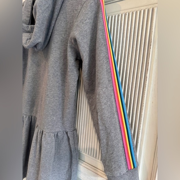 HANNAH ANDERSON Girls Rainbow Hoodie Dress Gray French Terry, Size 10 - Picture 11 of 13
